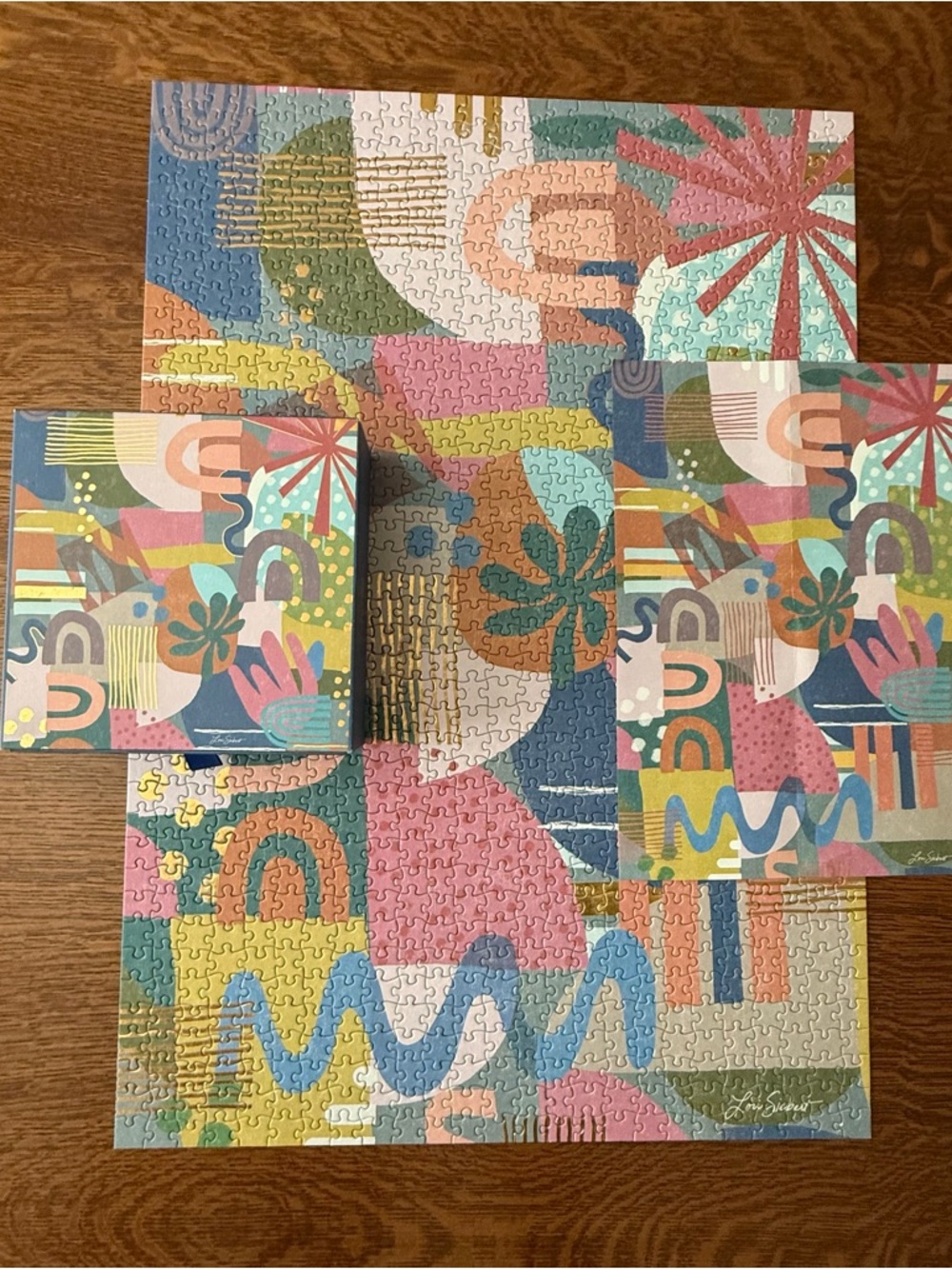LANG Artisan Block Party Foil 1000 Piece Puzzle Complete Lori Siebert Drawer Box